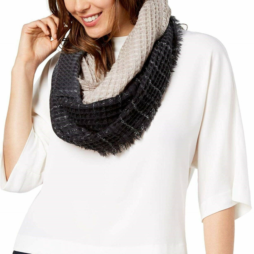 I.n.c. Ombre Waffle Loop Scarf Black